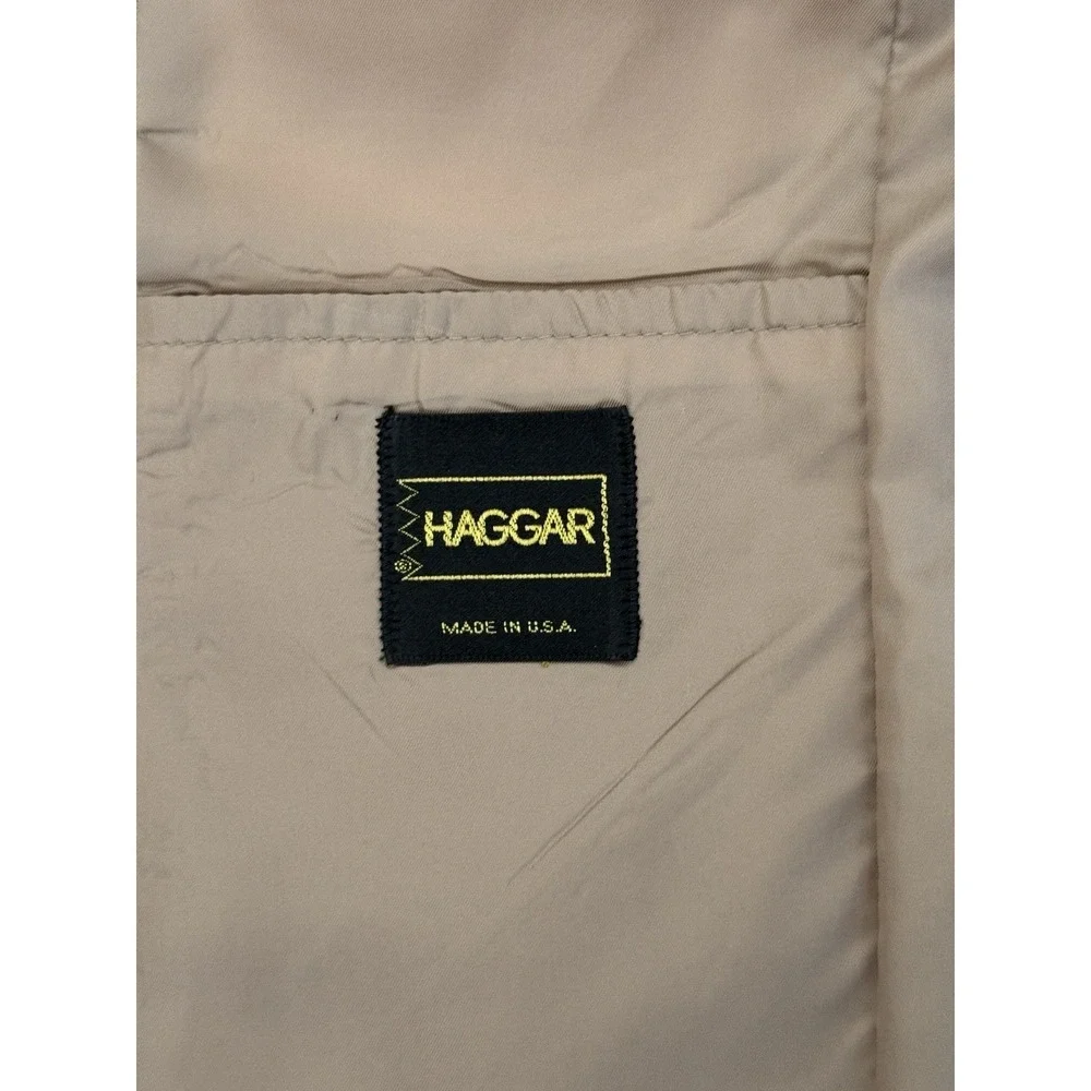 Vintage Haggar Blazer Jacket‎ Mens Size 40L Beige USA Made Gold Buttons 2-Button